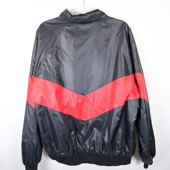 Duckster Lightweight Bomber Style Windbreaker Jacket Vintage 90s Red Black XL - Picture 7 of 10
